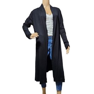 NWT Women's Isaac Liev Long Black Open Front Cardigan